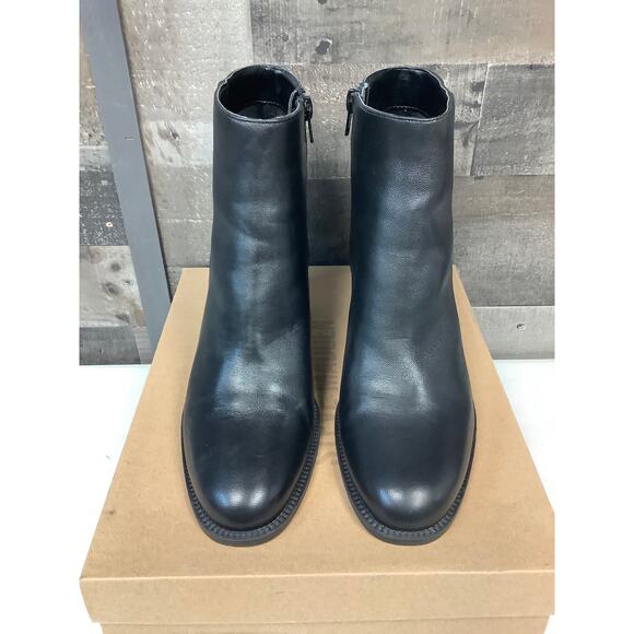 Steve Madden Women's 7.5M Black Leather Jozie Ankle Bootie Block Heels LM3-15 - Picture 2 of 10